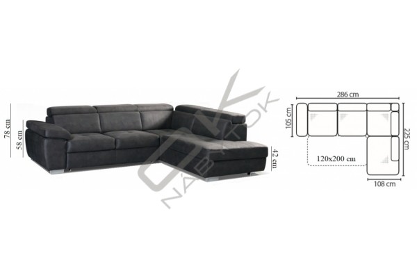 Rohová sedacia súprava ROSSO L, s funkciou rozkladania a úložným priestorom